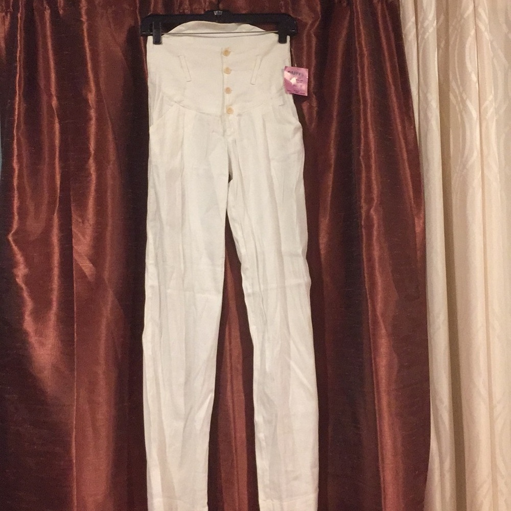 Transit High Waisted White Linen Pants